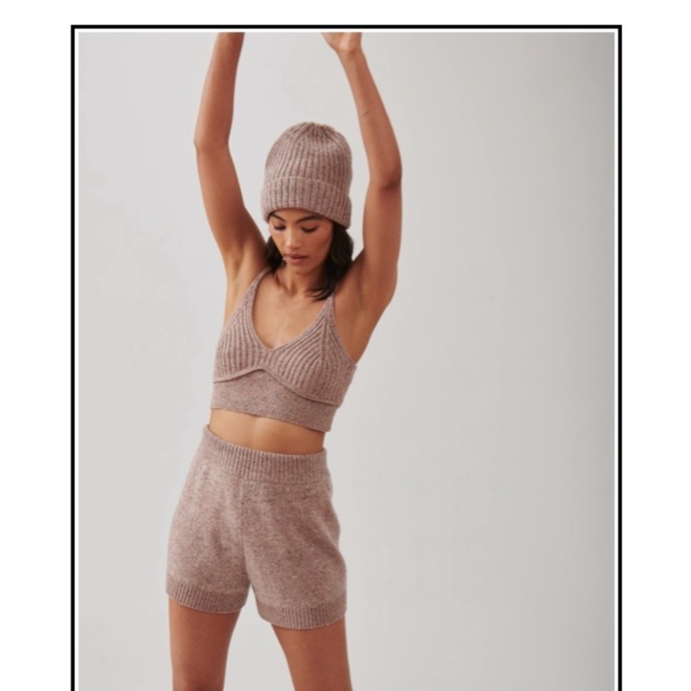 The Bright Side Wool Pearl Topanga Leisure Shorts and Wool Leisure Bra